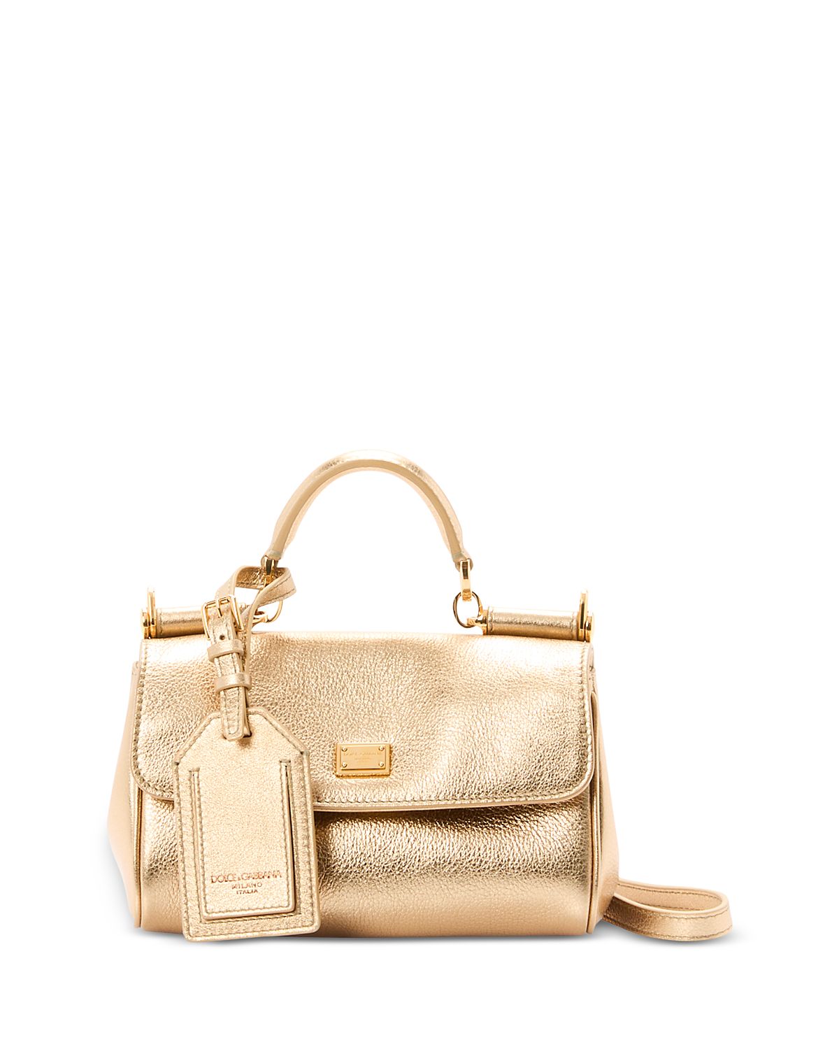 Dolce & Gabbana Metallic Leather Top Handle Bag