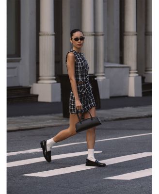 Windowpane Tweed Mini Skirt