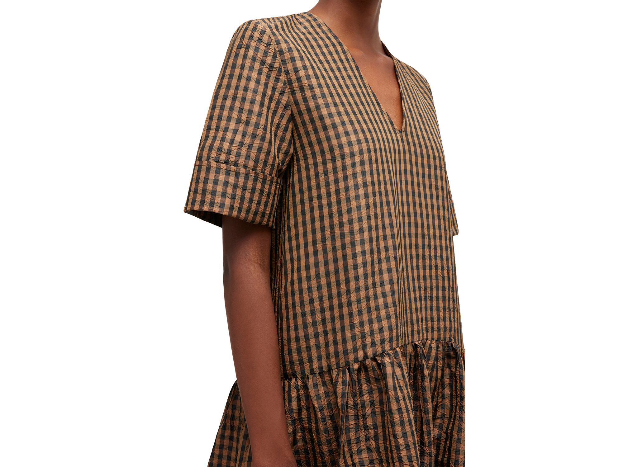 Crinkled Check Long Dress — Image 3