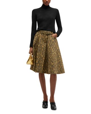 Sheer Flower Jacquard Turtleneck Sweater