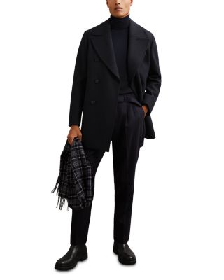 Wool Blend Double Breasted Peacoat