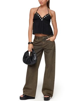 Textured Iridescent Babydoll Halter Top