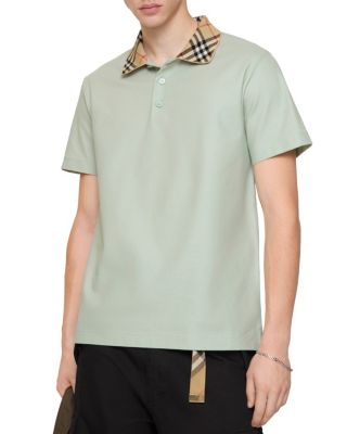 Check Collar Cotton Polo Shirt