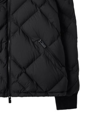  Check-stitch Nylon Hooded Puffer Jacket