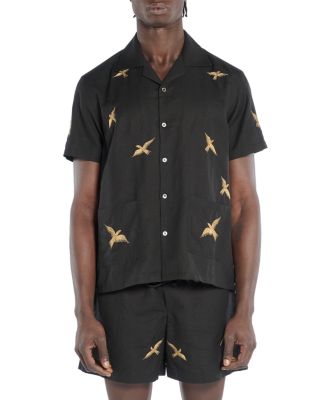 Columbus Embroidered Button Front Camp Shirt