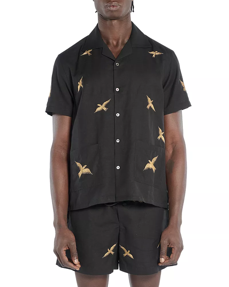 Baziszt Columbus Embroidered Button Front Camp Shirt