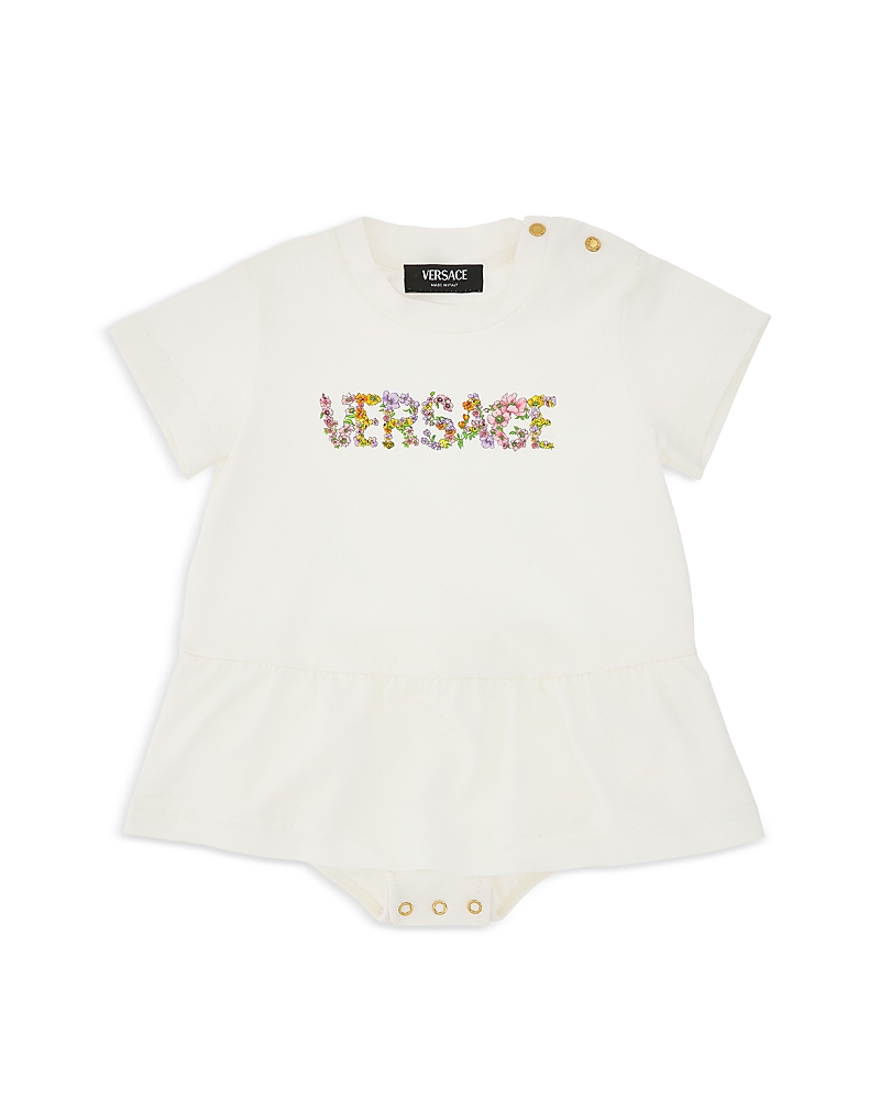 Versace Unisex Jersey Logo In Bloom Romper - Baby In White