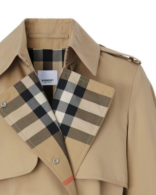  Long Check Lapel Gabardine Trench Coat