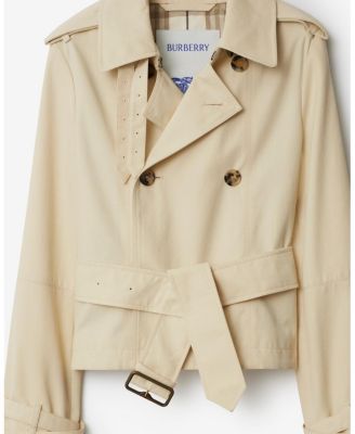 Cropped Cotton Blend Trench Jacket