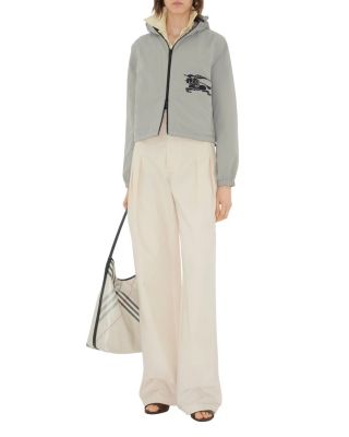 Cropped Reversible Check Hooded Jacket