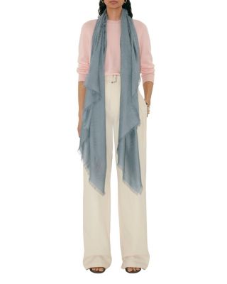  Wide Check Wool Silk Scarf