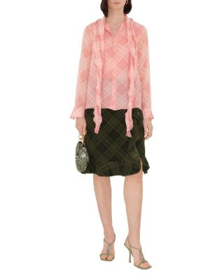  Check Silk Wrap Skirt