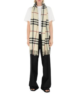 Wide Check Cashmere Scarf