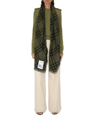  Wide Check Wool Silk Scarf