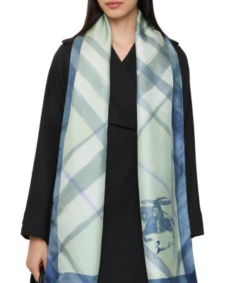  Wide Watercolour Check Silk Scarf