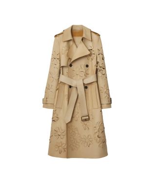 Long Cutout Daisy Suede Trench Coat