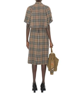  Check Silk Blend Trench Dress