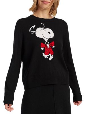  Women's Wool Cashmere Crewneck Dancing Snoopy Sweater