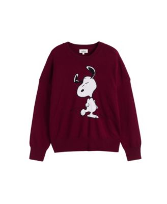 Women's Wool Cashmere Dancing Snoopy Sweater