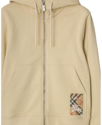  Check Label Cotton Zip Hoodie