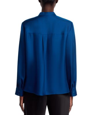 Silk Twill Mandarin Collar Top