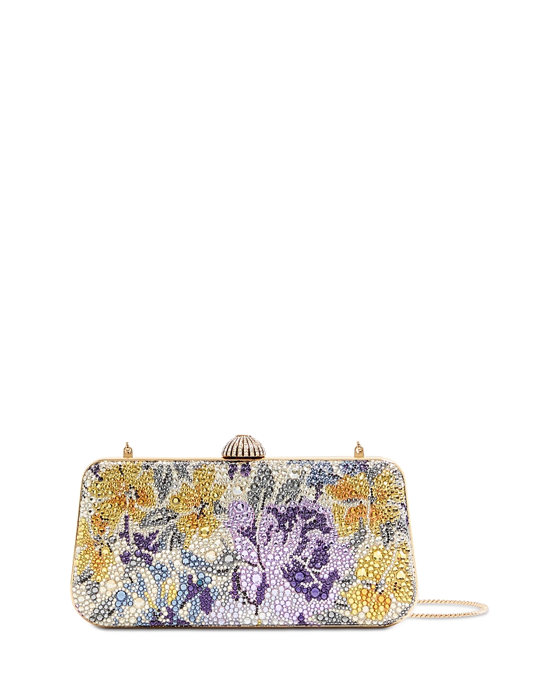 Valentino Garavani Carry Secrets Rhinestone Floral Print Leather Minaudiere Bag