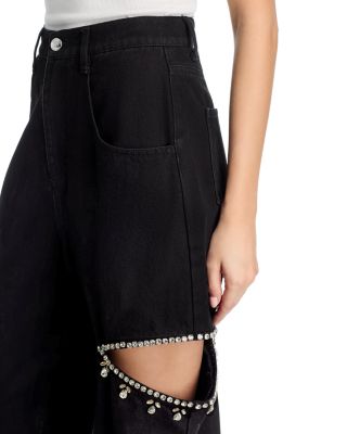 Ayla High Rise Embellished Jeans in Black