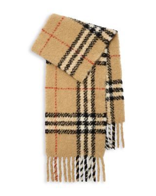 Check Alpaca Wool Blend Boucl&eacute; Scarf