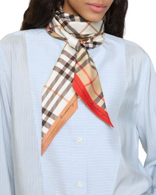 Skinny Contrast Check Silk Scarf