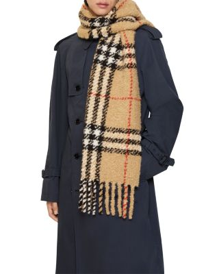 Check Alpaca Wool Blend Boucl&eacute; Scarf