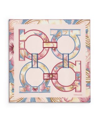 Gancini Print Square Silk Scarf
