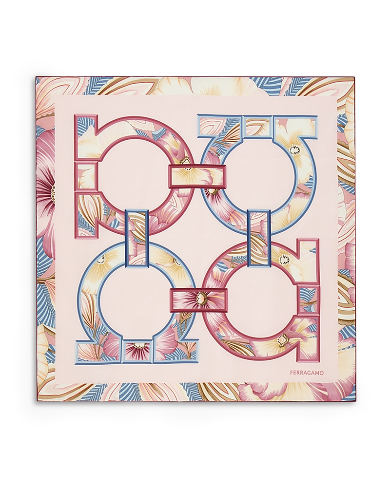 Ferragamo Gancini Print Square Silk Scarf
