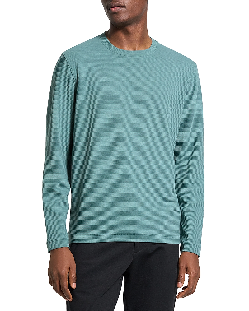 Theory Delroy In Studio T Jacquard Relaxed Fit Long Sleeve Tee In Green