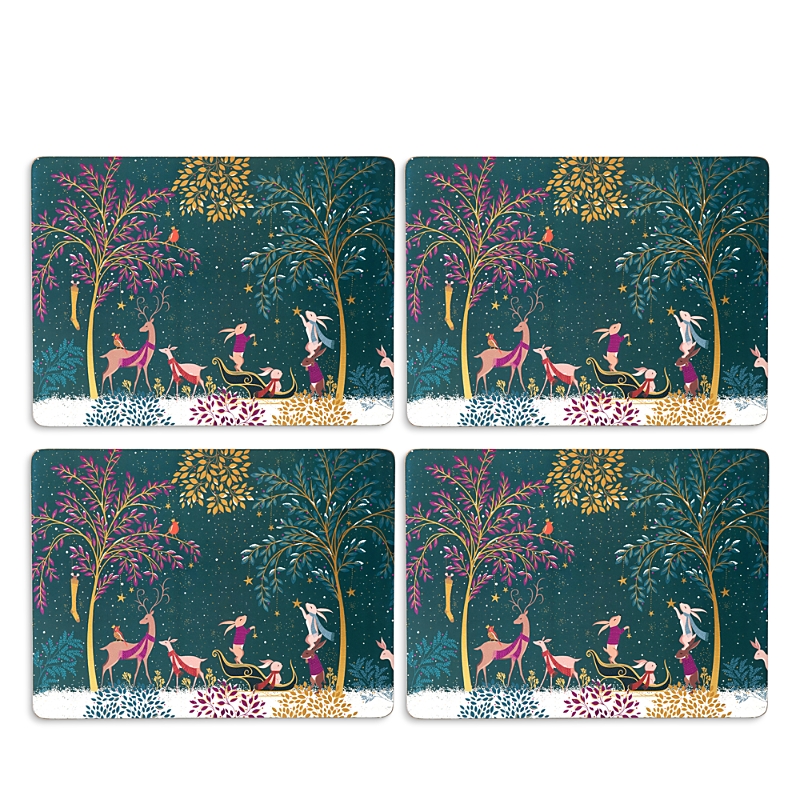 Portmeirion Sara Miller Woodland Tales Large Placemats, Set Of 4 In Blue