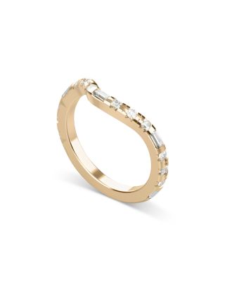 Certified Lab Grown Diamond Mixed Cut Gaudi Batllo Asymmetrical Perfect Wave Band in 14K Yellow Gold, 0.48 tcw
