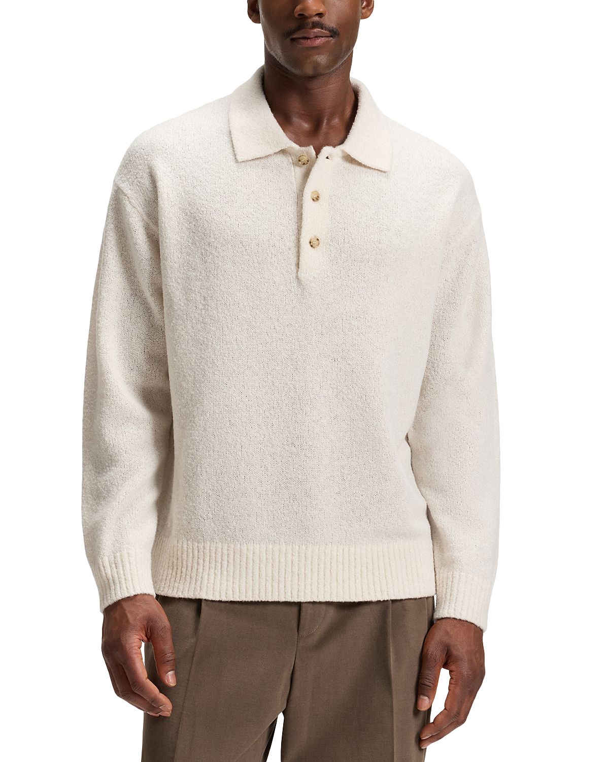 Boss Hadone Relaxed Fit Wool Polo Sweater