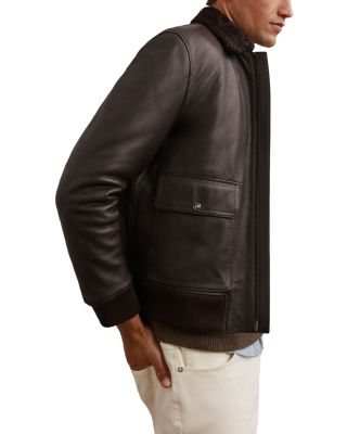 Shearling Collar Leather Jacket