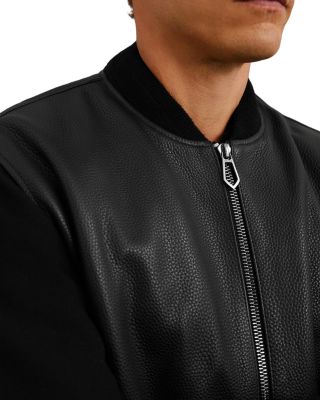 Pearman Wool Blend Sleeve Leather Bomber Jacket