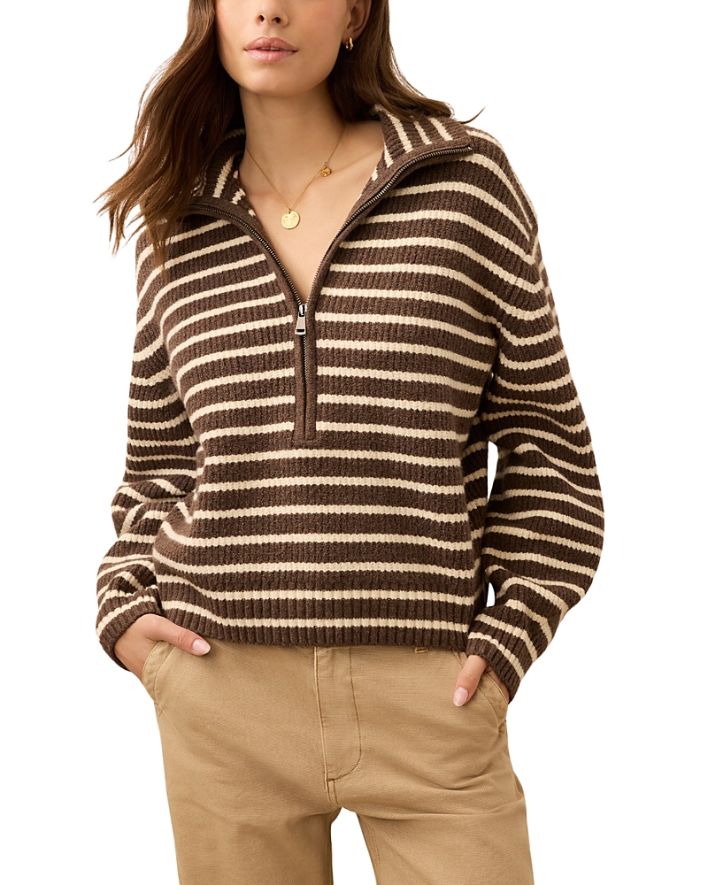 Faherty Jackson Quarter Zip Sweater In Brown