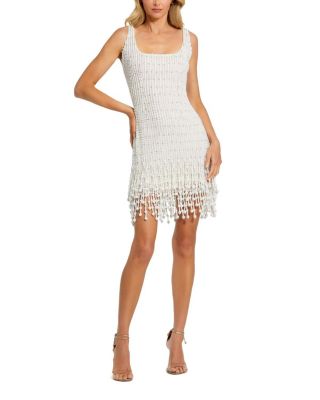 Pearl Beaded Square Neck Mini Dress
