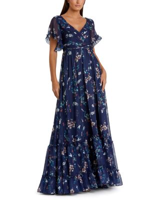 Flounce Sleeve Floral Maxi Dress