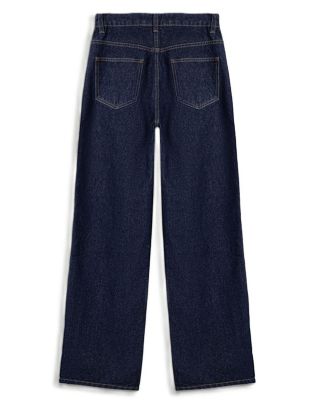  Zip Accent Straight-Leg Denim Pants in Dark Wash