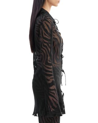 Sheer Zebra Pattern Shirt