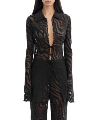 Sheer Zebra Pattern Shirt