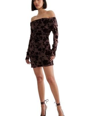 Floral Devore Ruched Mini Dress