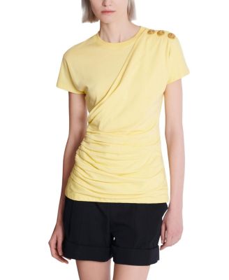  Draped T-Shirt with Buttons