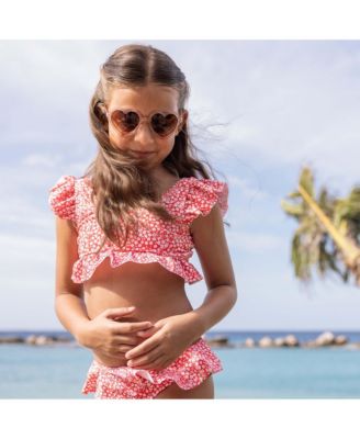 Girls' Ditsy Bloom Frilled Crop Bikini - Big Kid