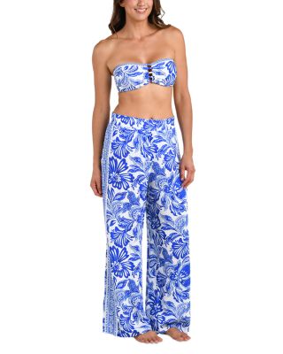 Botanical Brocade Wide Leg Swim Cover-Up Pants