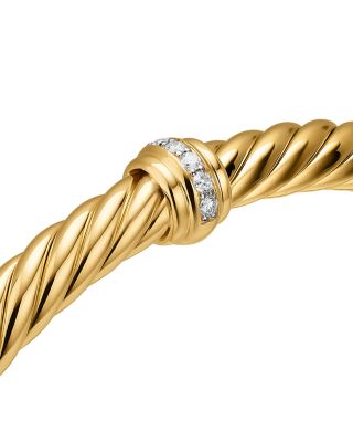 Cablespira&reg; Flex Center Station Bracelet in 18K Yellow Gold with Diamonds, 6mm