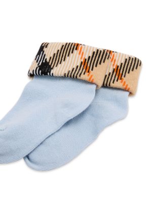 Unisex Check Turn Back Socks Set, Pack of 2 - Baby